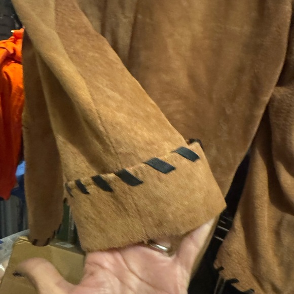 The Limited caramel suede leather jacket with distinctive black stitching trim - Picture 4 of 6